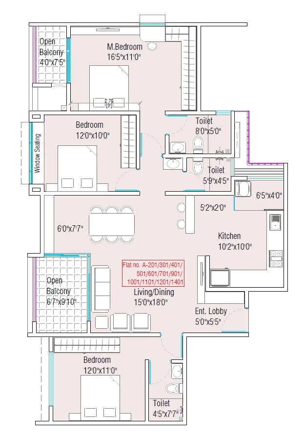 108 Avyana Ravet 3 BHK Floorplan